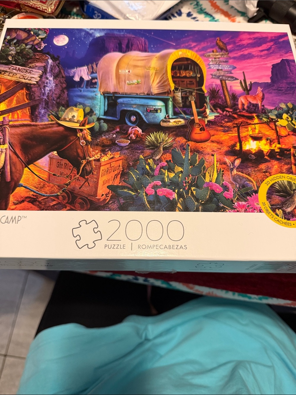 Buffalo David Bitton Purple Blue Orange Desert Camp 2000-Piece Puzzle like new
